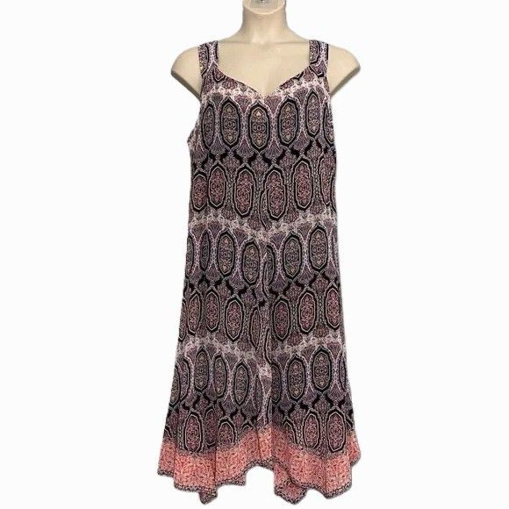 Catherines Womens Plus Midi Asymmetrical Sleeveless Floral Chiffon Dress Size 3X